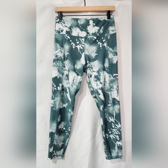 Balance Collection Womens Leggings Size L Green Tie-Dye Activewear Athleisure - Picture 1 of 9